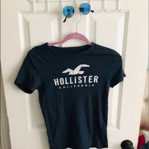 A dark navy blue Hollister California t-shirt